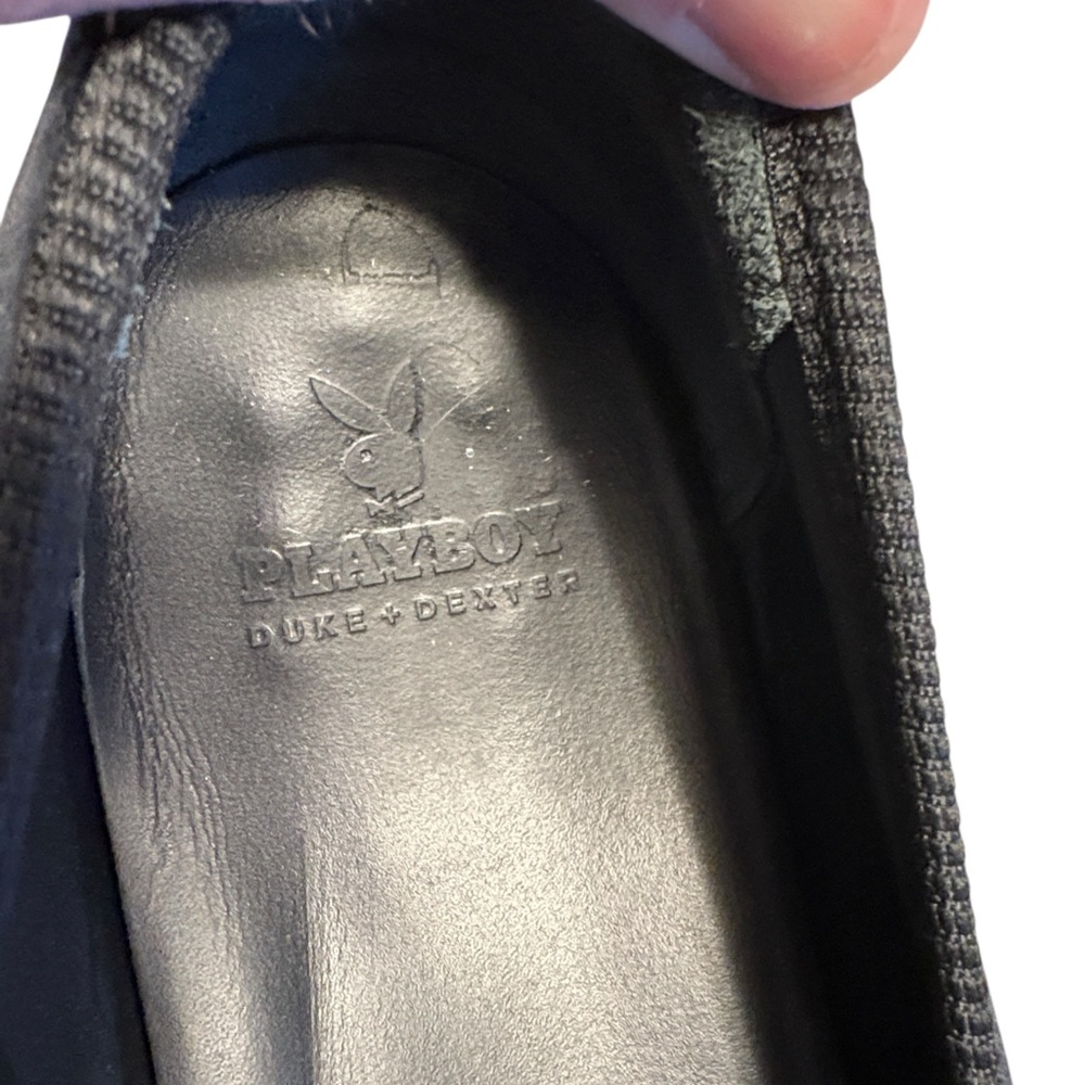 PLAYBOY Duke + Dexter Velvet Mini Rabbit Head Loafers Size 11 Black - Picture 8 of 12